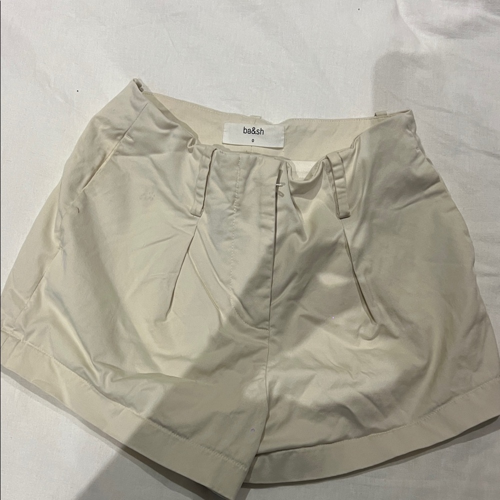 Ba&sh High Waist Cream Shorts
